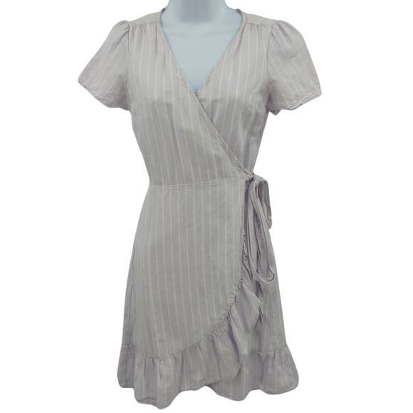 Gap Dress Womens XS Purple Ruffle Striped Linen Feminine Cottagecore Sundress - Picture 1 of 14